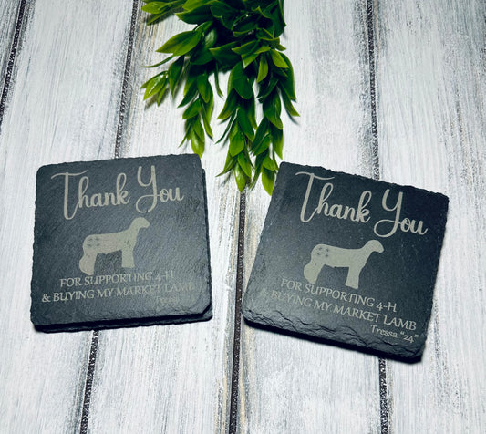 Customizable 4” Slate Square Coasters￼